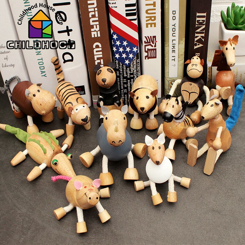 Holz Kleine Tier Massivholz Tier Puppe Modell Spielzeug Kinder Wald Tier Puppet Spielzeug Kreative Dekoration