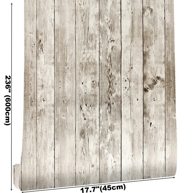 Papel tapiz de madera autoadhesivo, pegatinas de vinilo y pelar de 1.5ftX2 0ft/rollo para pared, color blanco Vintage: Default Title