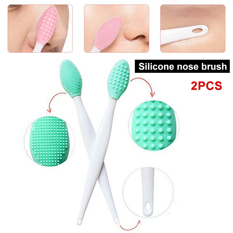 Alto Qu 2 uds los labios y la nariz cepillo de silicona exfoliante de labios cepillo de doble labio suave nariz exfoliante limpiador herramienta