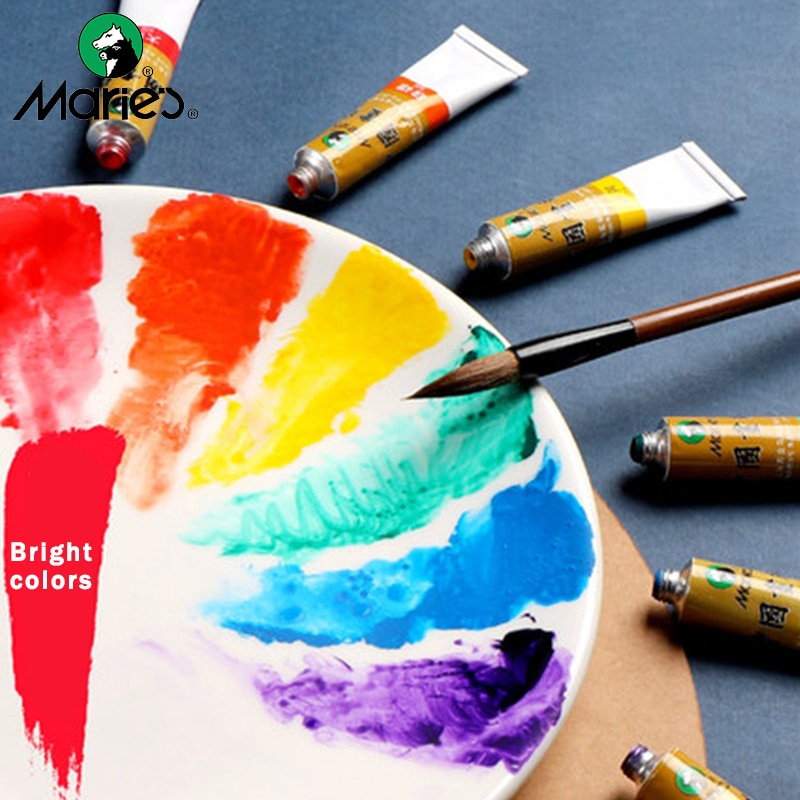 Maries kinesiske maleri pasta pigment akvarel maling 5/12ml 12/18/24/36 farver blæk maleri begyndere tegning kunstforsyninger