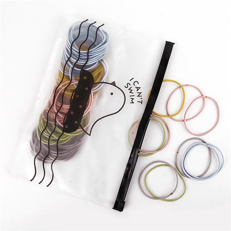 100pcs/bag 4.5cm High Elastic Rubber Bands Basic Hair Bands Scrunchies Hair Ties Gum Women Girls Braided Ponytail Holder Rings