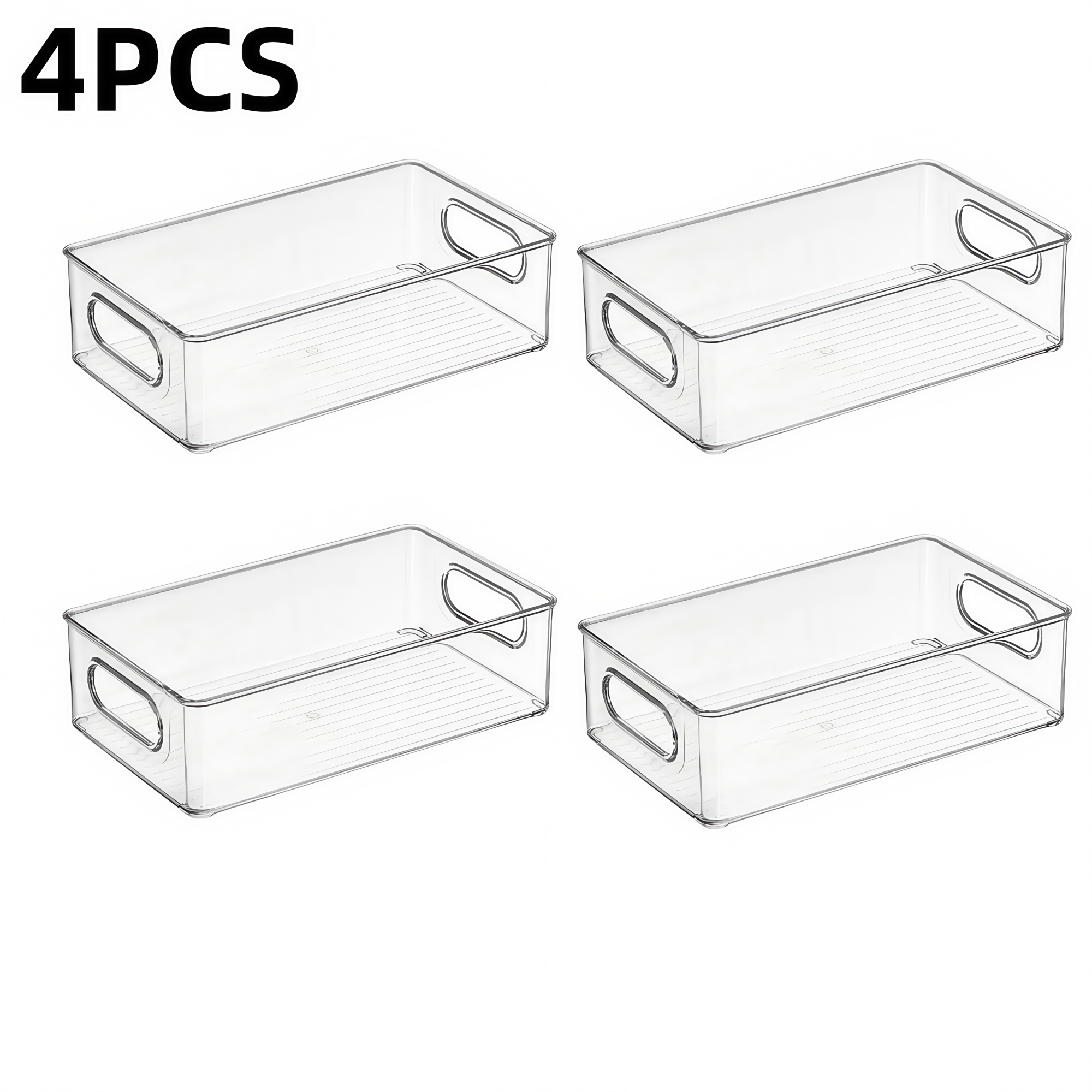 6 stk. køleskabsorganiseringskasser, multifunktionel stabelbar køleskabsopbevaringsboks til mad, med håndtag, til opbevaring af mad og drikkevarer i køkkenet: Brun