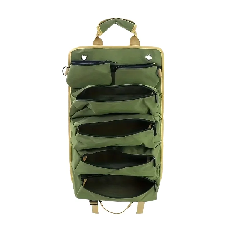 Sac à outils polyvalent de , pochette professionnelle multi-poches pour outils matériels, sac de rangement Portable pour petits outils enroulable: green