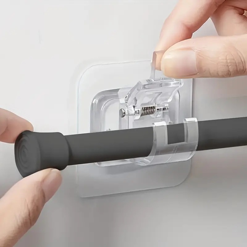 Self Adhesive Hooks Punch-free Curtain Rod Clip Hook Shower Curtain Rod Hanging Holder Household Fixed Clip Hanging Hook Holder