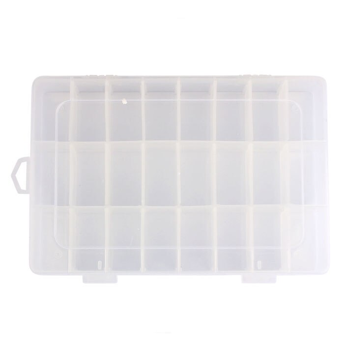 Boîte de rangement en plastique 24 compartiments réglables, boîtier de bijoux, boucles d'oreilles, fentes en plastique transparent, beaux bijoux, Nail Art strass: Clear 