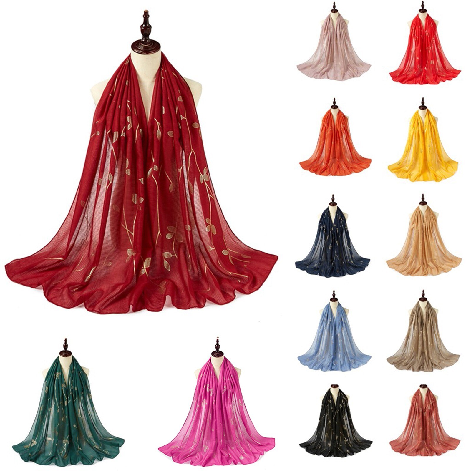 Vrouwen Chiffon Hoofddoek Bloemenprint Hoofd Slijtage Hijab Lange Sjaal Moslim Sjaal Islamitische Hijaabs Arabische Wrap Hoofd Sjaals
