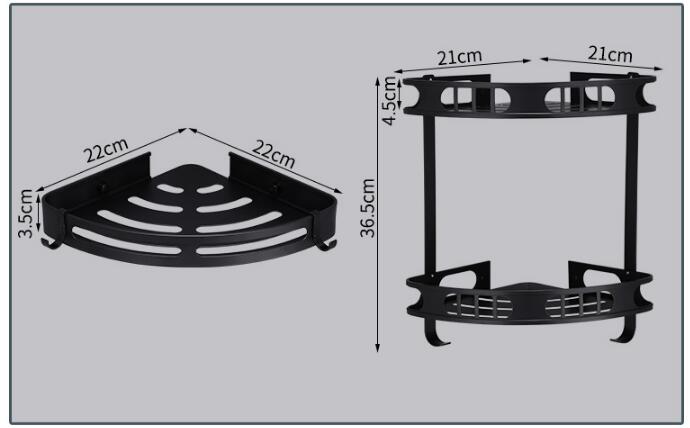 Étagère d'angle murale en aluminium noir, pour salle de bain, douche, bain, porte-shampoing, panier, étagère d'angle