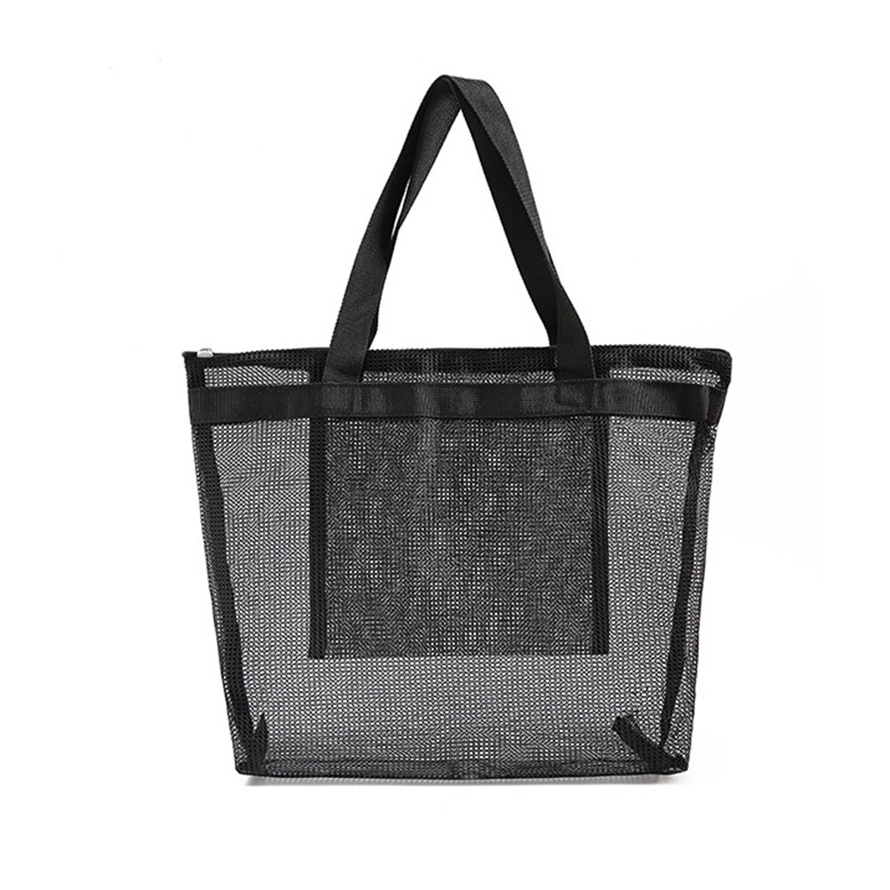 Women Mesh Transparent Bag Double-layer Heat Preservation Large Capacity Picnic Beach Bags beach park sports Shoulder ba: Black