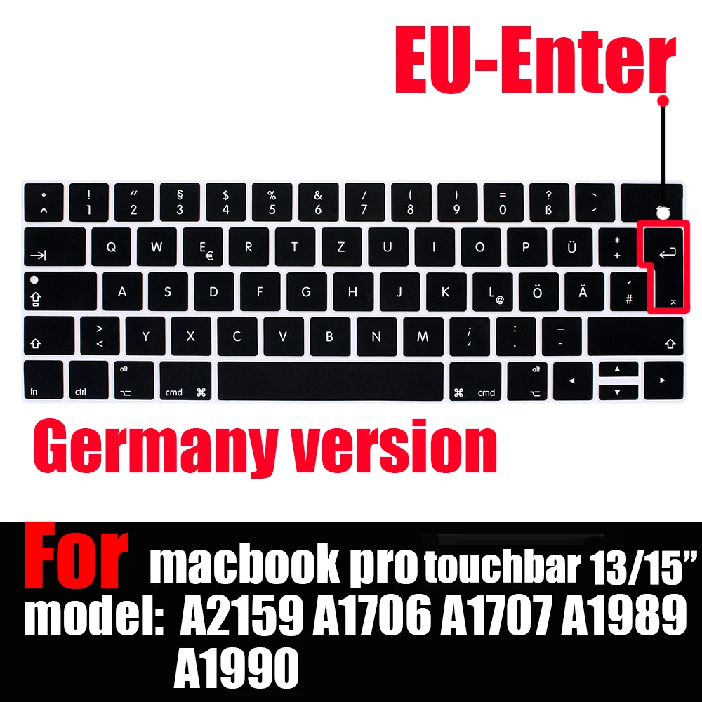 Pokrowiec na klawiaturę MacBook Pro z paskiem dotykowym 13 i 15 2016-2019 Model: A2159, A1989, A1990, A1706, A1707), silikonowy ochraniacz skóry: FIOLETOWY