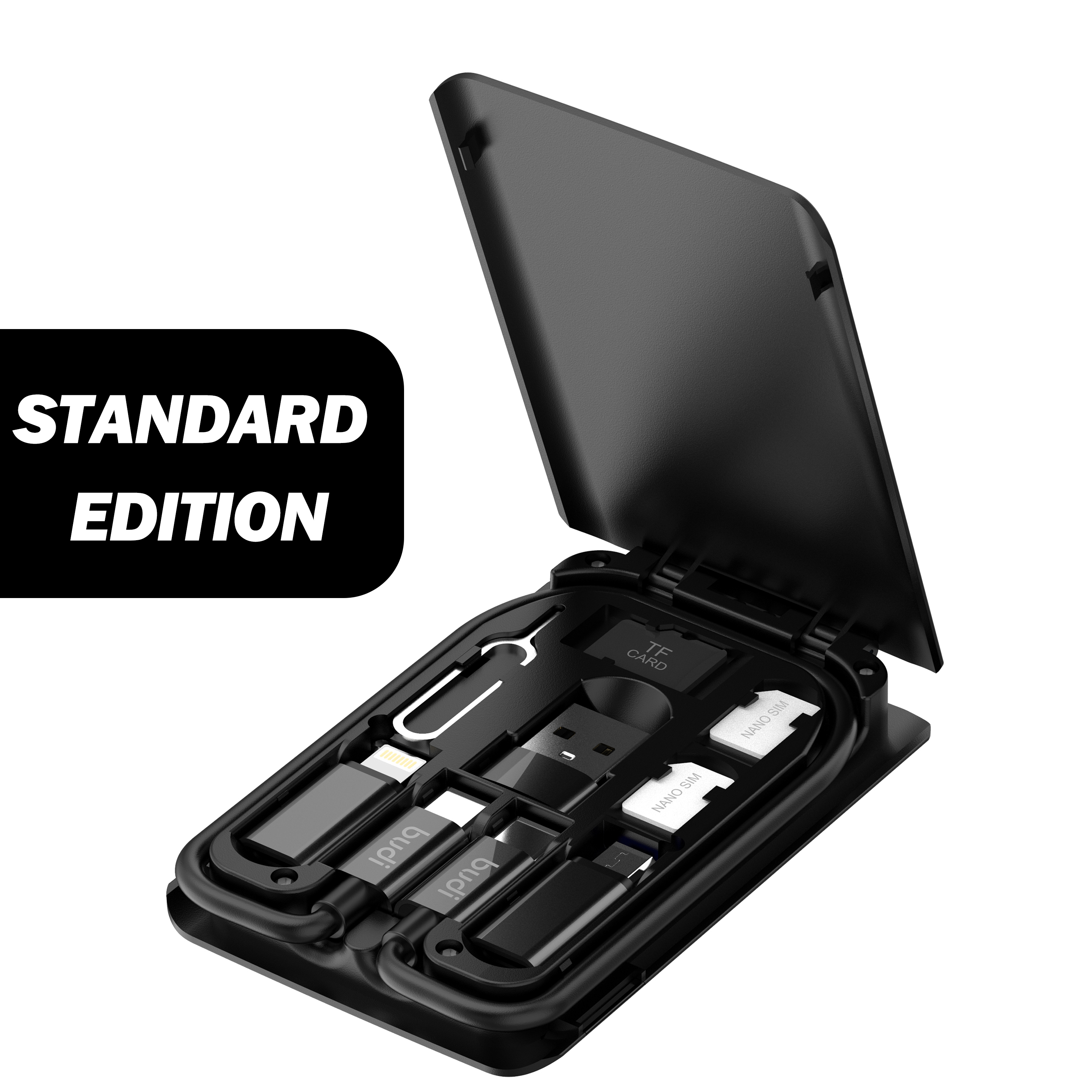 BUDI Official Multi-function Smart Adapter Card Storage Data Cable USB Box Card Reader Universal Wireless Charger