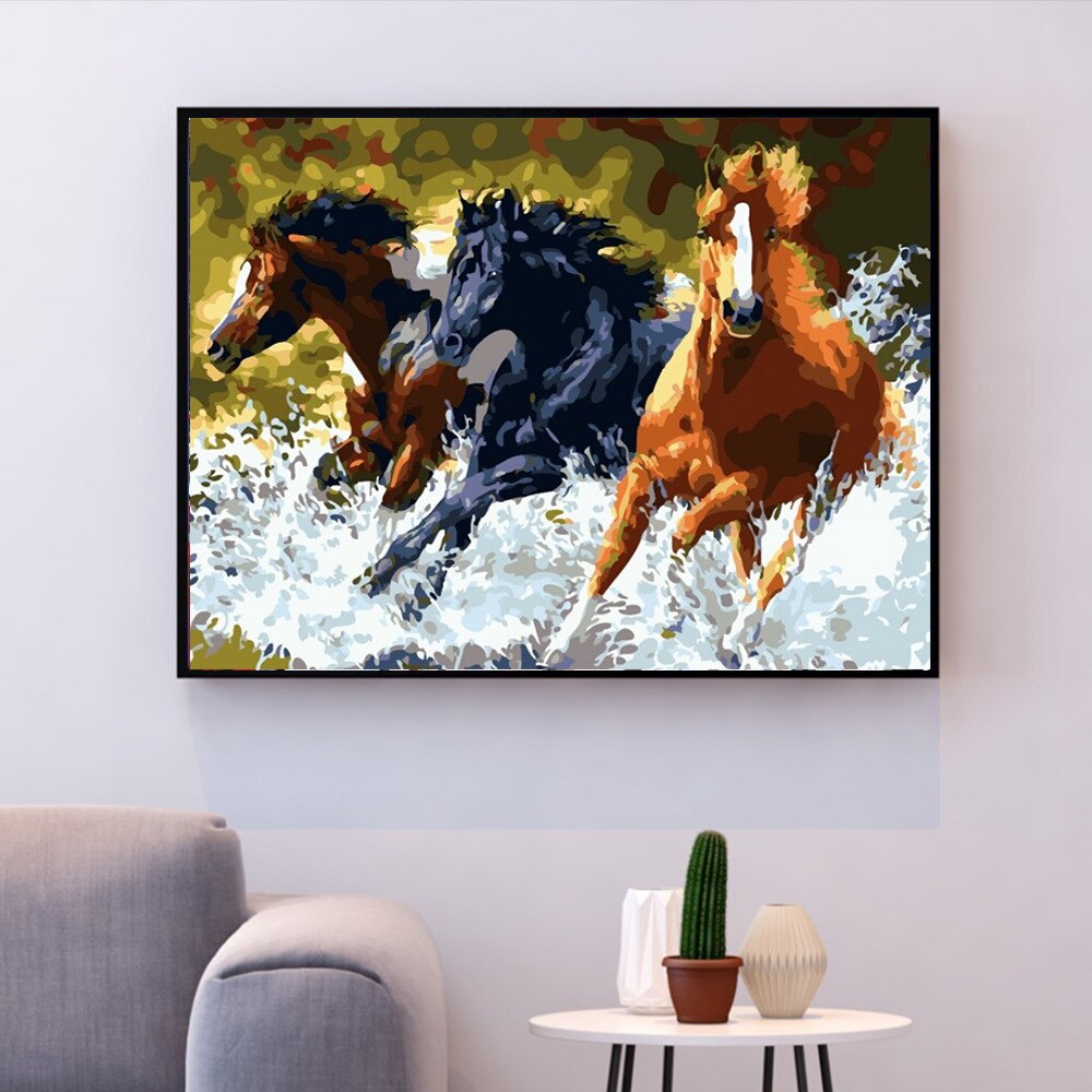 HUACAN Painting By Numbers Horse Animals HandPainted Kits Drawing Canvas DIY Oil Pictures By Numbers Home Decoration