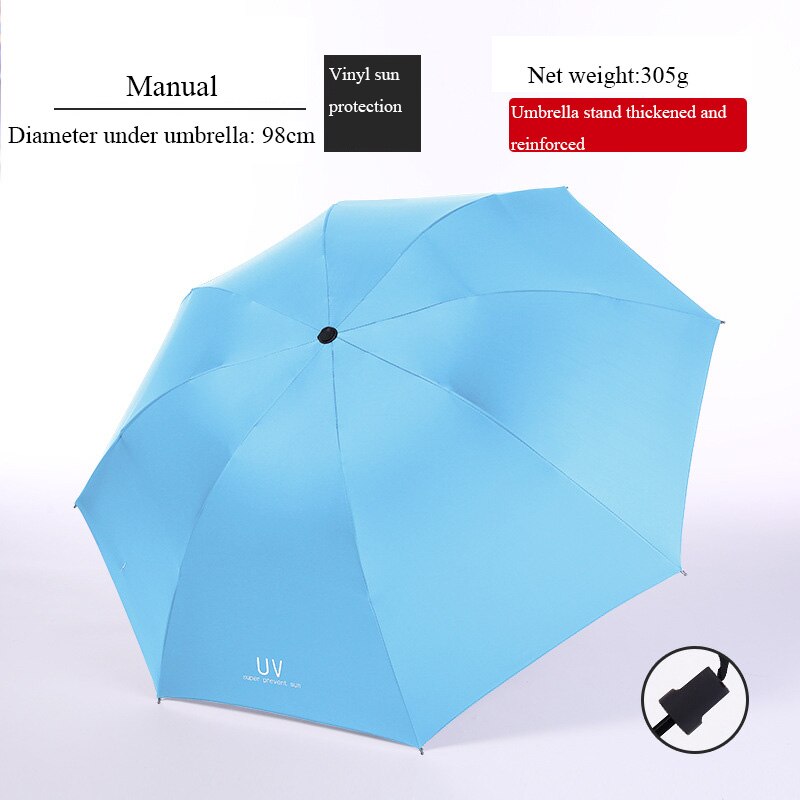 Rosa/blu/nero/blu Marina Militare/verde scuro ombrello soleggiato ombrello da pioggia manuale ombrello pieghevole in vinile ombrelli durevoli convenienti: blu