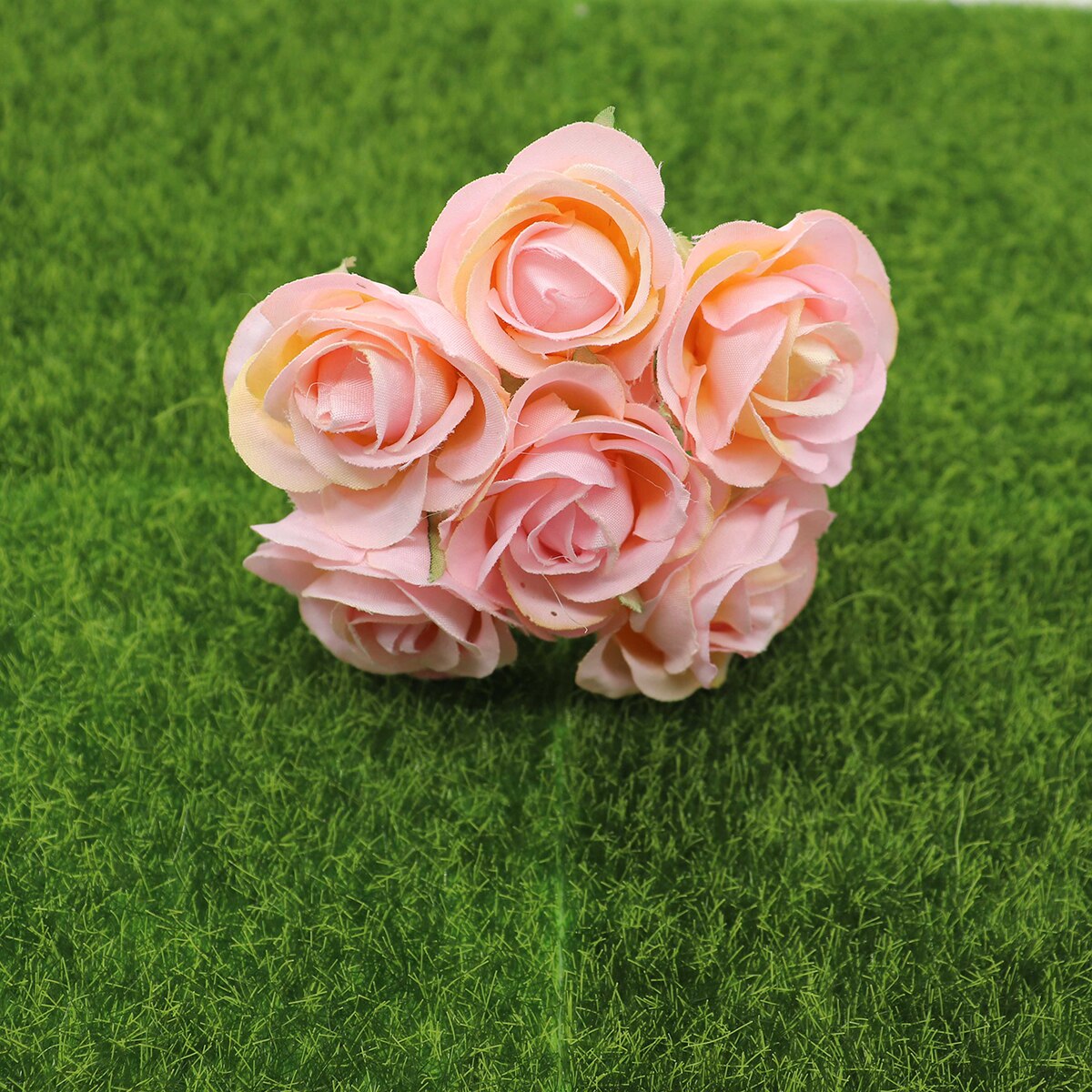 6 stuks kunstbloemen zijden roos boeket bruiloft home party decoratie DIY bloem muur plakboek geschenkdoos ambachten: 8