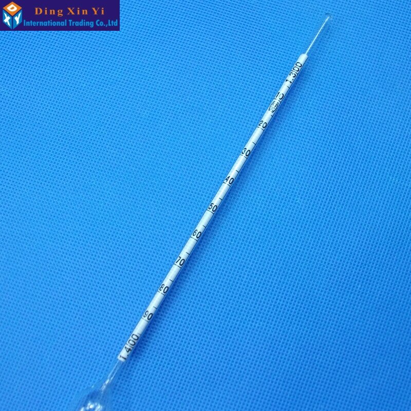 2PCS/lot 1.3-1.4/m3 glass hydrometers chemical laboratory glass Densitometers liquid hydrometer densimeter Density Meter