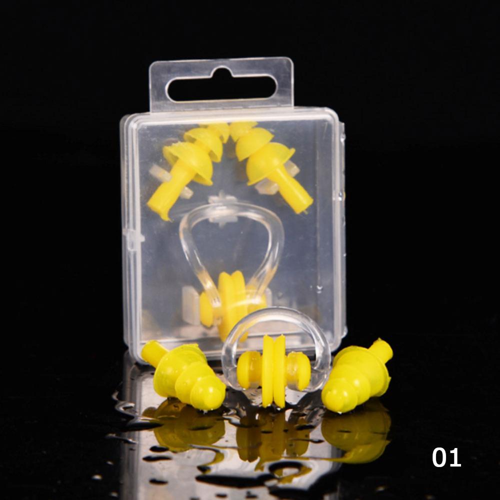 Tapones blandos de silicona para los oídos, protección de agua para natación, Clip para la nariz, impermeable, suministros para buceo y natación, 2 piezas: YELLOW