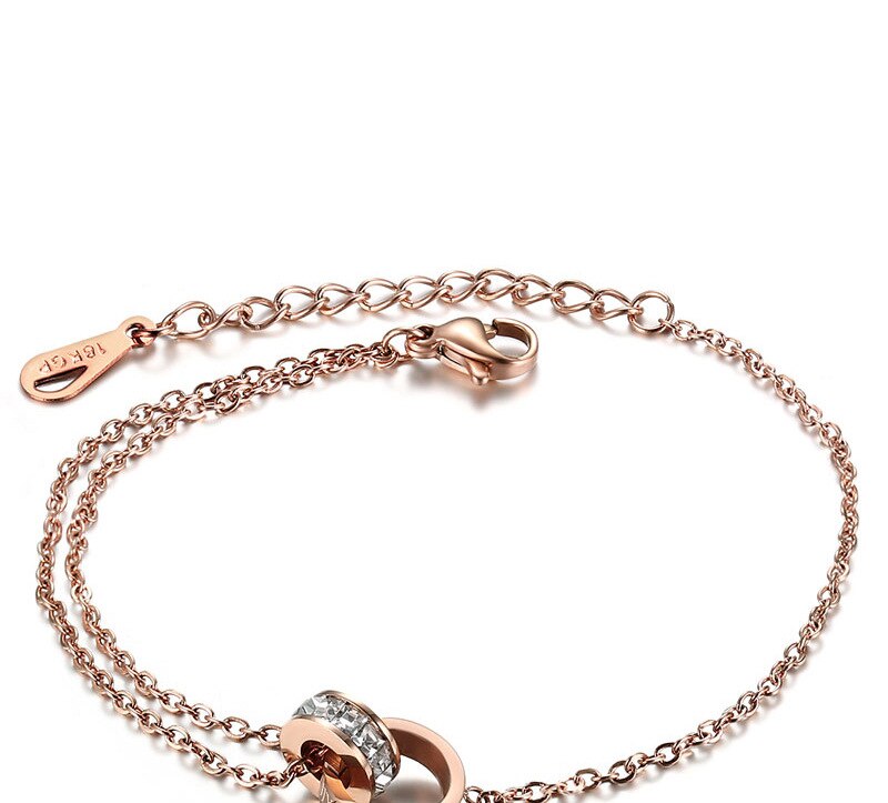 top beau brillant cercle cristal chiffre romain cercle femmes bracelet en acier inoxydable femme bijoux mulheres