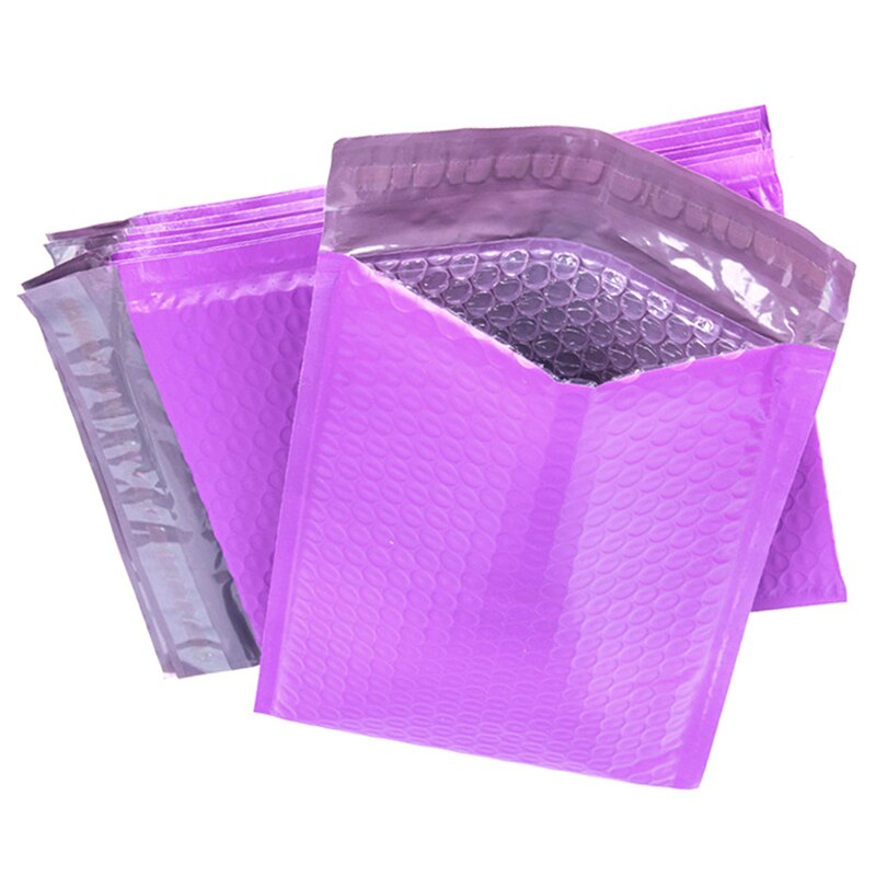 10 unidades/lote de sobres de correo con burbujas de polietileno púrpura, espacio utilizable, bolsa de correo acolchada, autosellado para embalaje