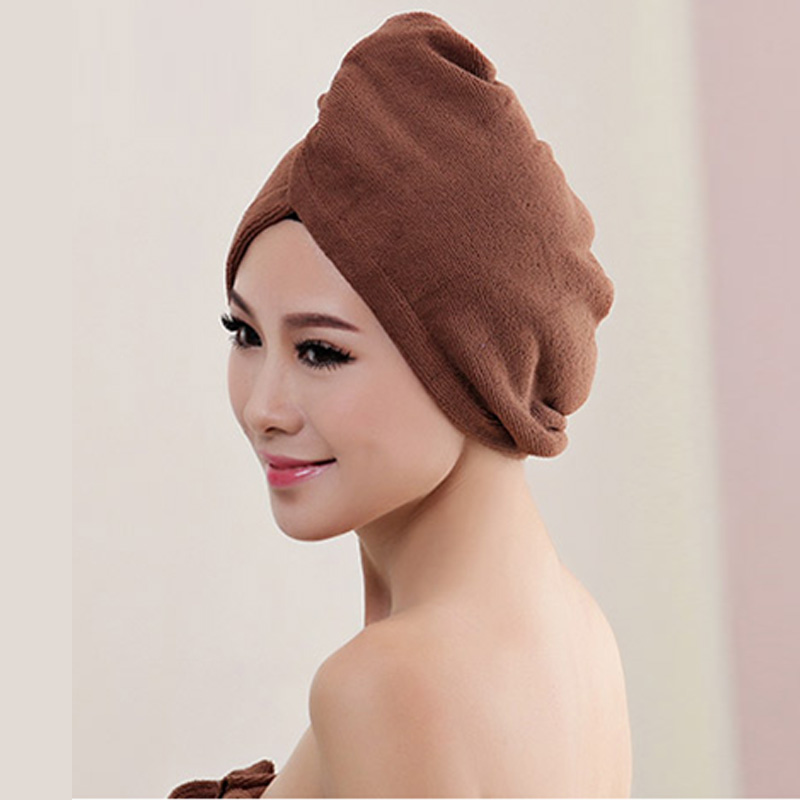 Super Saugfähigen Haar Trocknen Handtuch Turban bat Kappe Bademantel Hütte Kopf wickeln schnell-trocken Strand Handtuch: Kaffee / 60x25cm