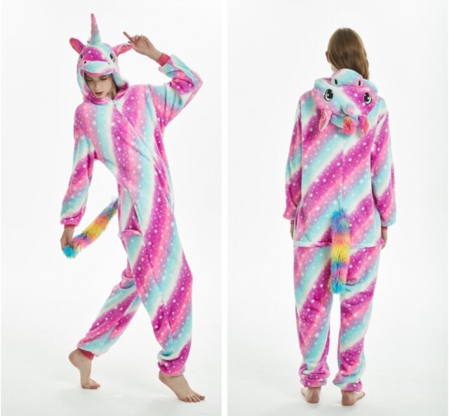 Herbst und Winter verdickt Ebene Karikatur einteiliges Pegasus einhorn Pyjama flanell haus kleid: Galaxis / L
