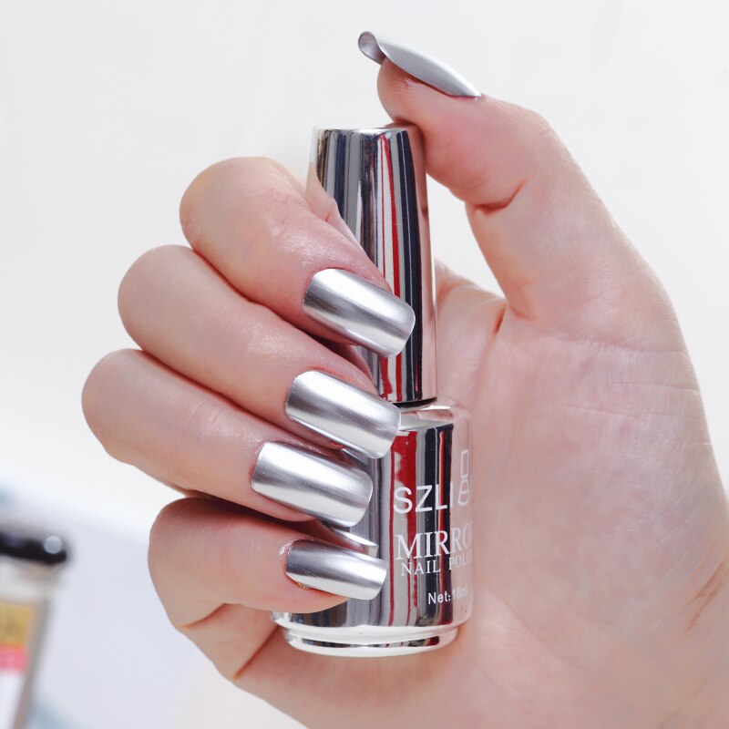 12ColorFashion Spiegel Nagellack Silber Lila Rose Gold Farbe 6ML Langlebige Nagellack Mädchen Nette Nagel dekoration ToolTSLM2: 12