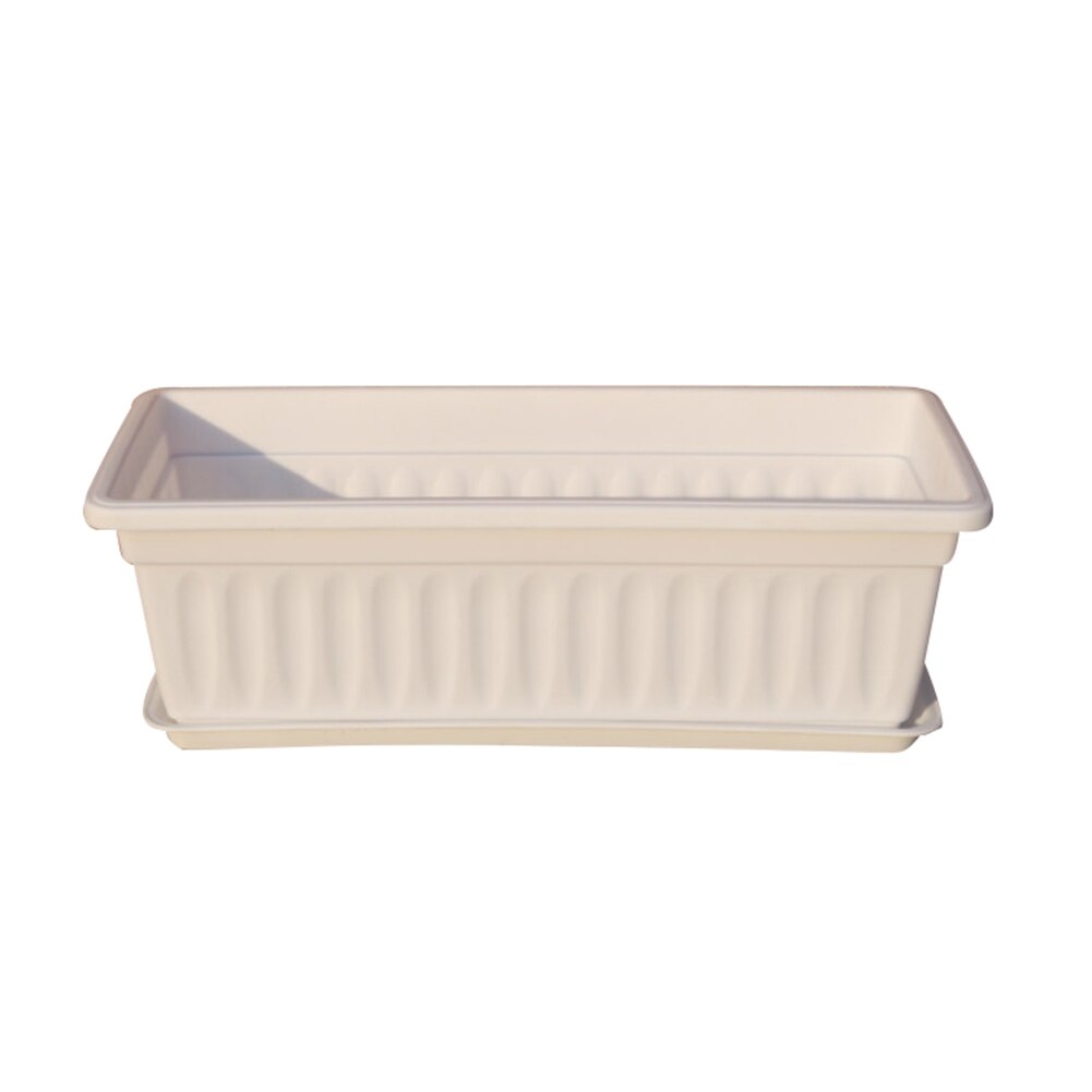 3Pcs Balcony Garden Rectangular Vegetable Flower Planter Resin Box Planting Pot with raised pot feet and 6 drainage: White 50x21x14cm