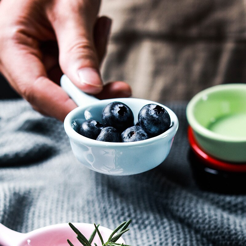 Japanese Style Handle Mini Small Porcelain Dish Seasoning Sauce Vinegar Sauce Dish Dipping Ceramic Seasoning Dish Solid Color