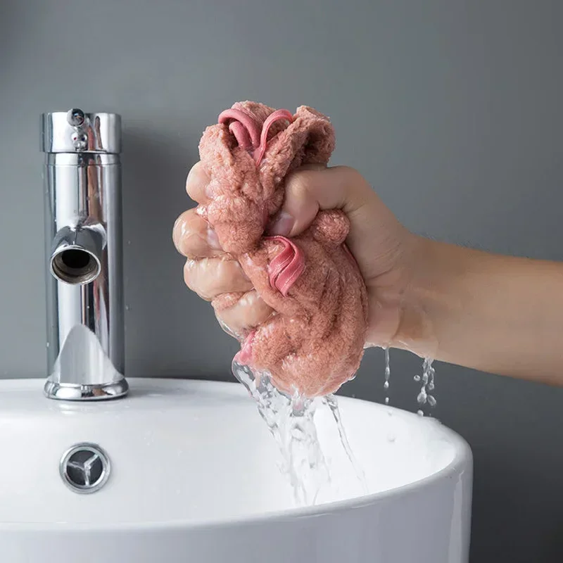 Toallas de mano con lazo para cocina, baño, terciopelo Coral, microfibra, paños de limpieza absorbentes suaves de secado rápido, toalla de felpa para Sauna para el hogar