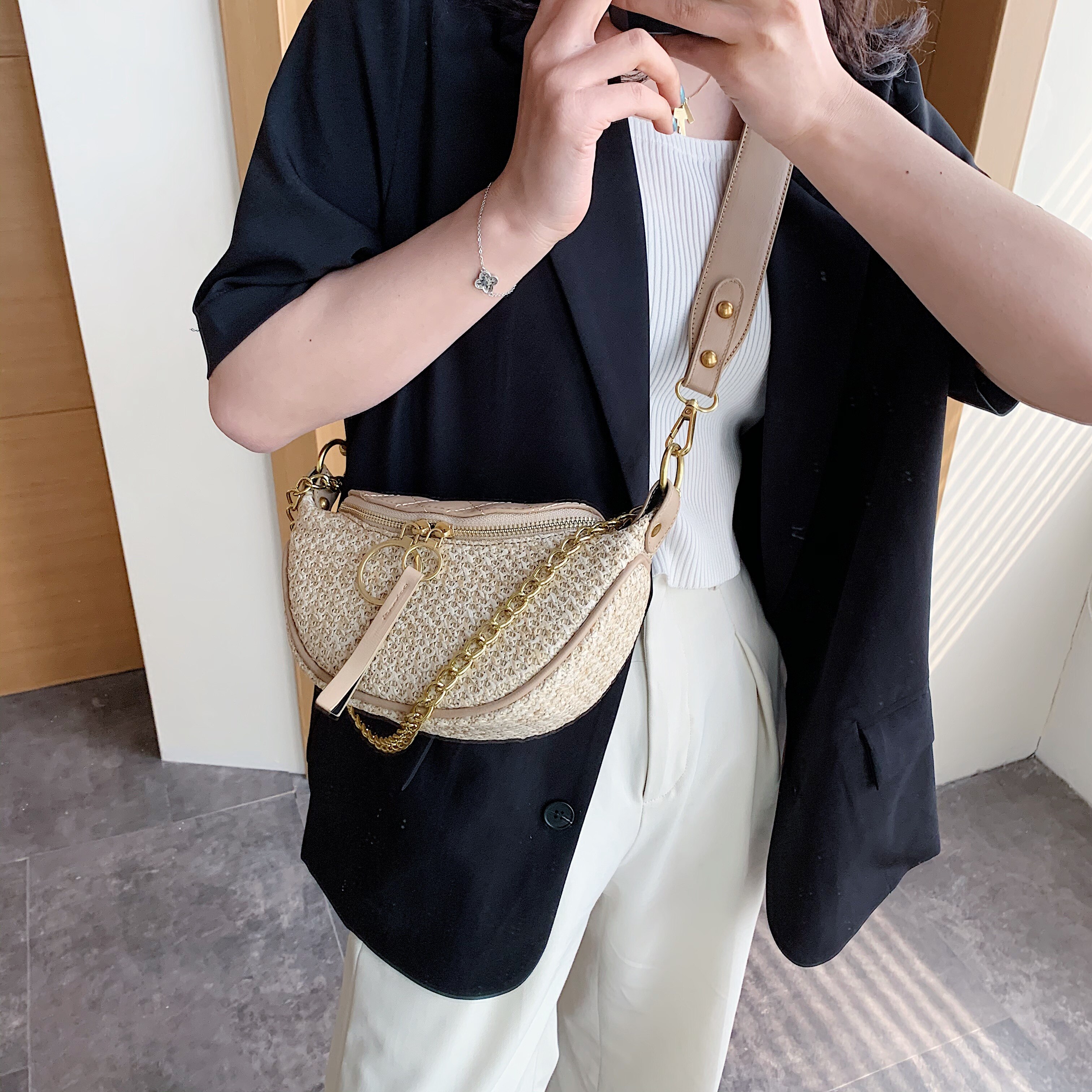 Straw Beach Bag Summer Versatile Holiday Cross-Body Tote main image 0