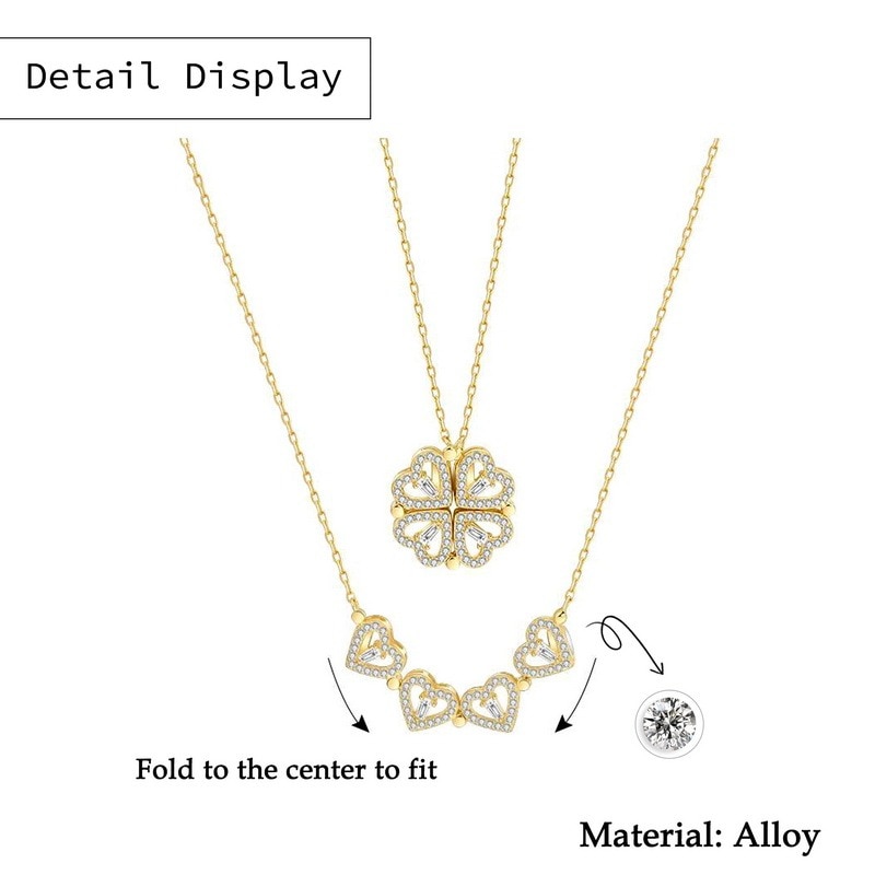 Love Clover Necklaces for Women Couple Pendants Gold Plated Choker Trend Retro O Chains Jewelry Aesthetic Valentines Day
