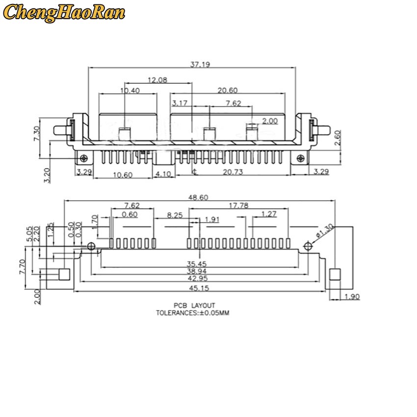 Chenghaoran 10 stk sata stik han smt 7p+15p 22 pin 7+15 stik socket