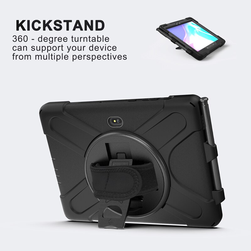 Case For Samsung Galaxy Tab Active Pro 10.1 SM-T540 SM-T545 Heavy Duty Rugged Protection Cover with Kickstand Hand+Neck Strap