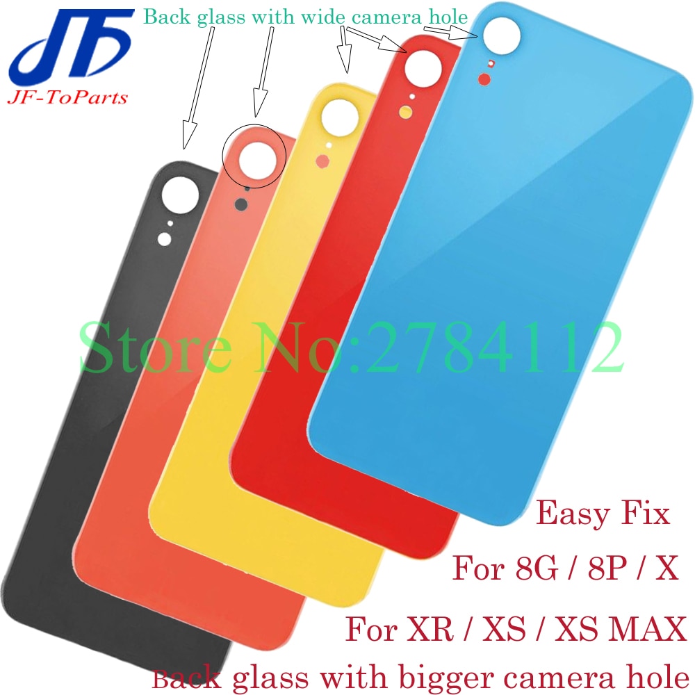 10 sztuk z szerokim większym otworem kamery powrót wymiana baterii szklanej pokrywy dla iPhone 8 Plus X XR XS MAX SE2 tylne drzwi obudowy