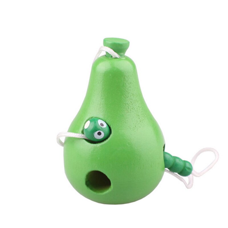 Puzzel houten speelgoed rijgspel insecten dragen touw interessant worm eet fruit appel kopiëren vroege educatie babyspeelgoed: Peer klein