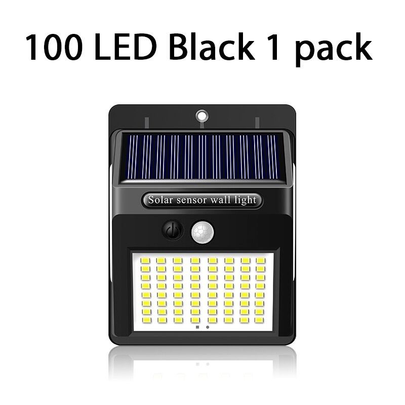 Inghoo 100LED solar licht wasserdichte solar motion sensor licht outdoor PRI garten lichter hof lichter super helligkeit wand licht: 100LED Black 1 pack