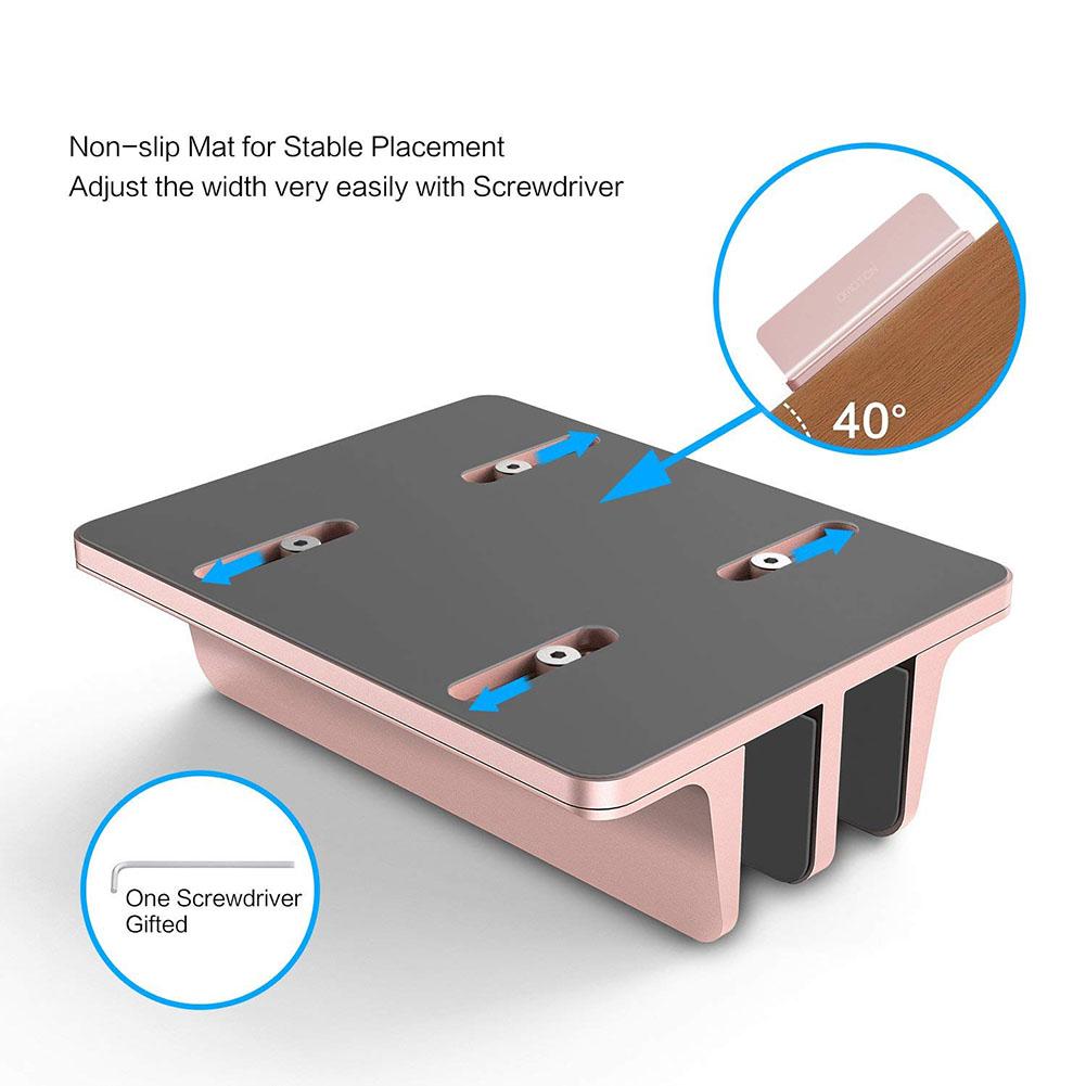 Double Vertical Laptop Stand Aluminium Portable Adjustable Desktop Notebook Mount Support Holder For Laptops Under 17.3 Inch