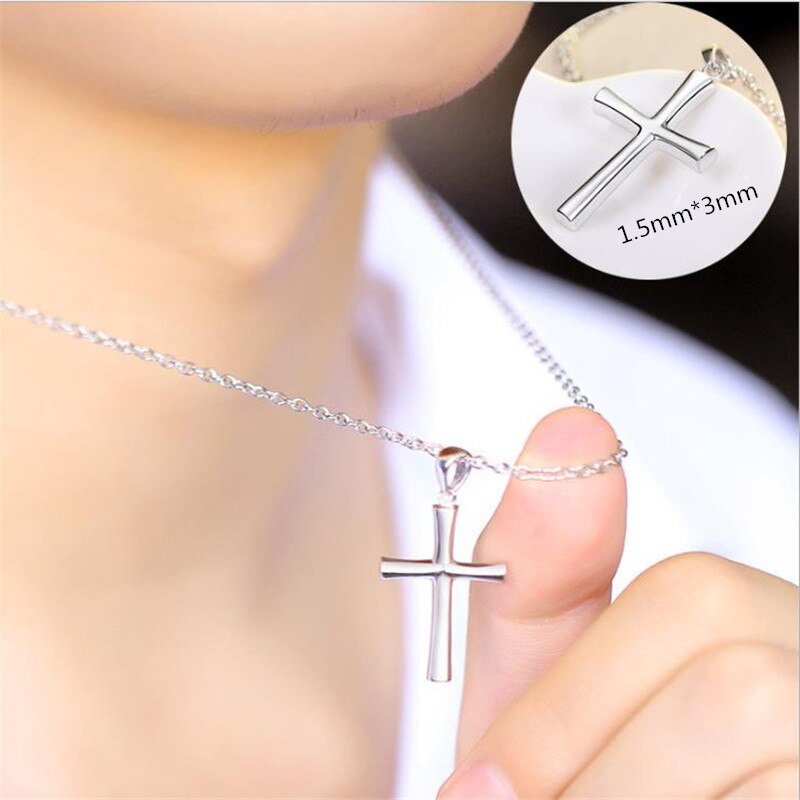 Trendy 925 Sterling Zilveren Ketting Voor Mannen Sieraden Vrouwelijke Classic Cross Hanger Kettingen Mannelijke Choker Bijou Lady Kettingen: 3