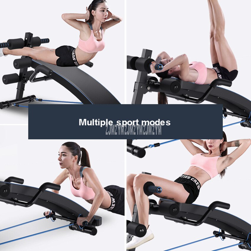 Multifunction Sit-up Bench With Headrest Pulling Rope Exerciser Trainer Steel Frame Ab Abdominal Fitness Bench Indoor Equipment