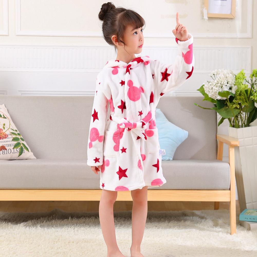 Kinderen Badjassen Flanel Winter Kinderen Nachtkleding Badjas Baby Pijamas Nachtjapon Voor Jongens Meisjes Pyjama 10-2 Jaar Baby kleding: Pink-Star