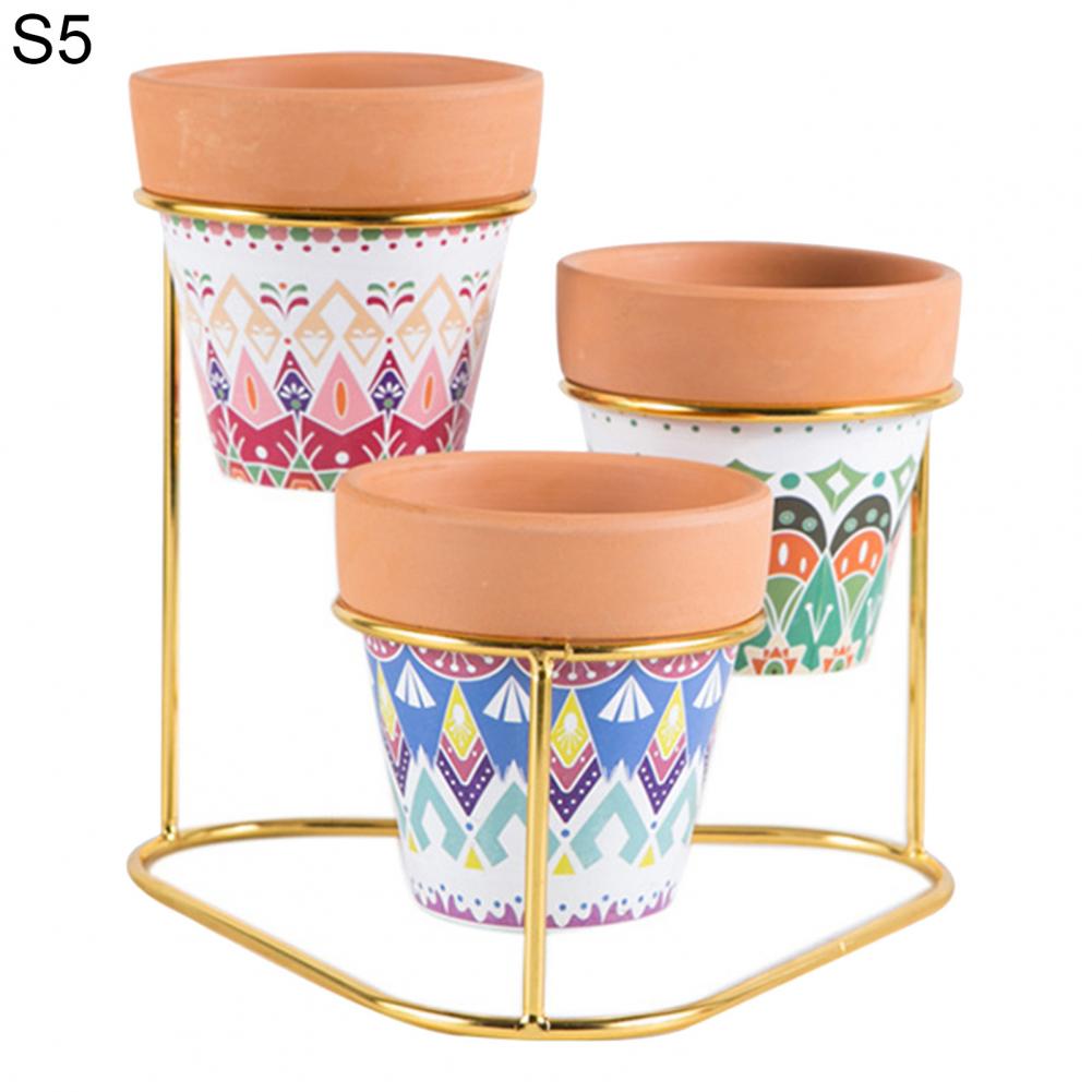 1 Set 3-Tier Shelf Flower Pot Portable Attractive Long Lasting Decorative Corrosion-resistant Plant Pot for Garden: S5