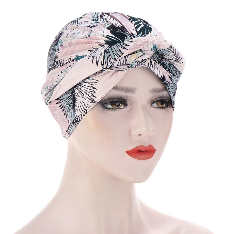 Bohe – Turban de sommeil à volants croisés pour femmes musulmanes, écharpe, bonnet, chapeau, accessoires contre la perte de cheveux: WHITE
