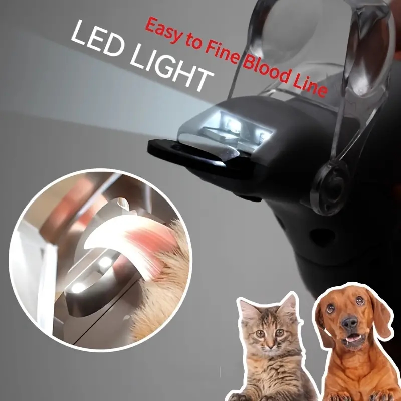1 Stück beleuchteter LED-Nagelknipser für Hunde und Katzen – sicheres und präzises Trimmen – bequemer Griff für sterben Pflege