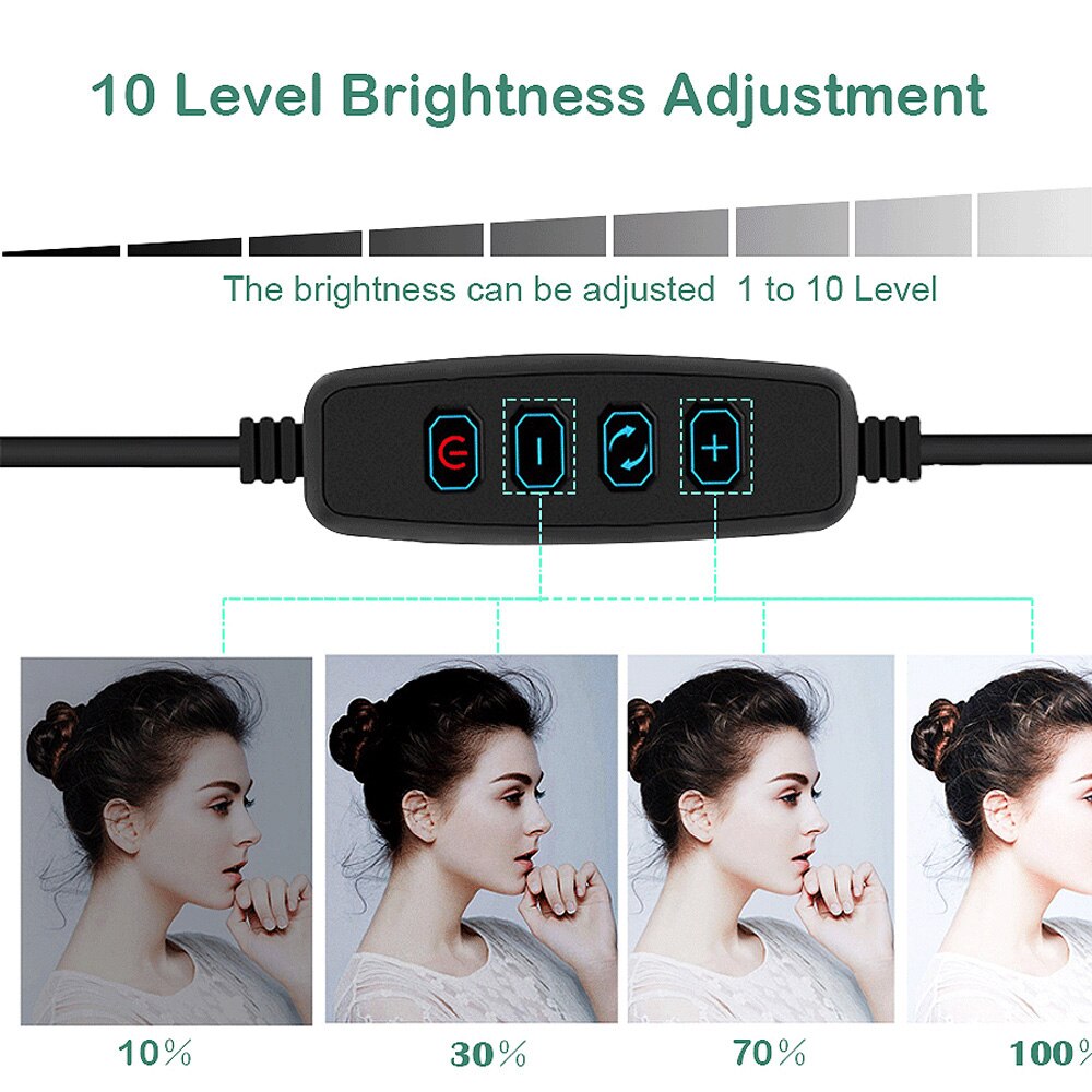 5 in 1 LED ring light 20 cm dimmable USB light for photography camera studio makeup telescopic tripod selfie frame