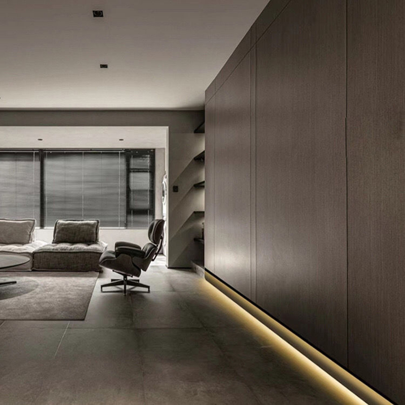 Strisce luminose a portato per battiscopa Montaggio a parete da incasso Profilo in alluminio H60 / 80mm con copertura lattiginosa Canale angolare Decorazioni per la casa Lampada da sbarra