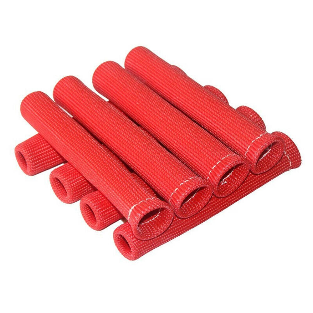 8 stk sort rødblå 1200 universelle tændrør ledningsstøvler varmeskærm beskyttelseshylster til gm chevy ford: Rød