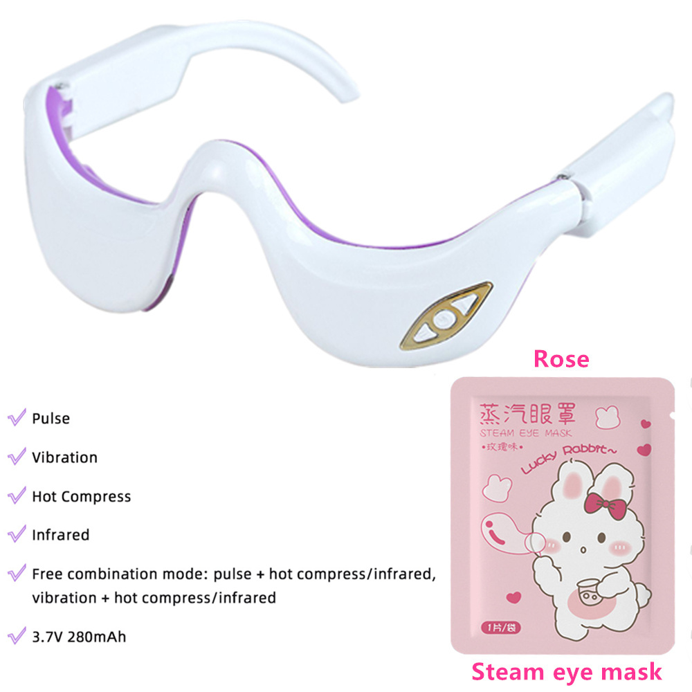 EMS Pulse Vibration Under-Eye Massager Heated Relieves Eye Fatigue Eyes Massage Glasses Dark Circle Eye Bags Eye Fat Remover: Silver