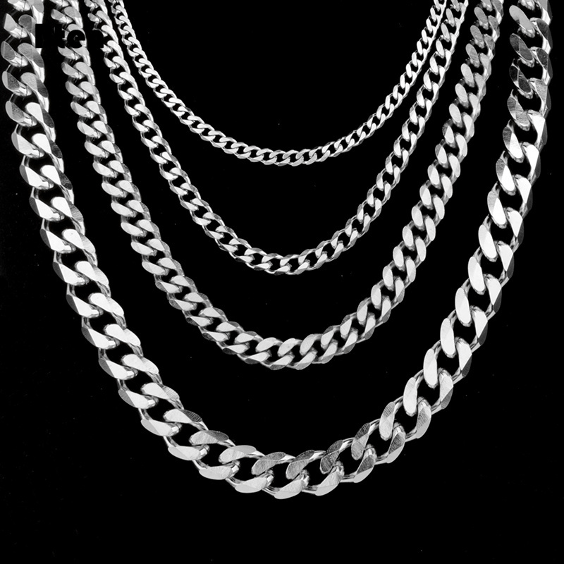 BTEN Curb Cubaanse Heren Ketting Ketting Goud Zwart Zilver Kleur Rvs Kettingen voor Mannen Mode-sieraden 3/5/7/9/11mm