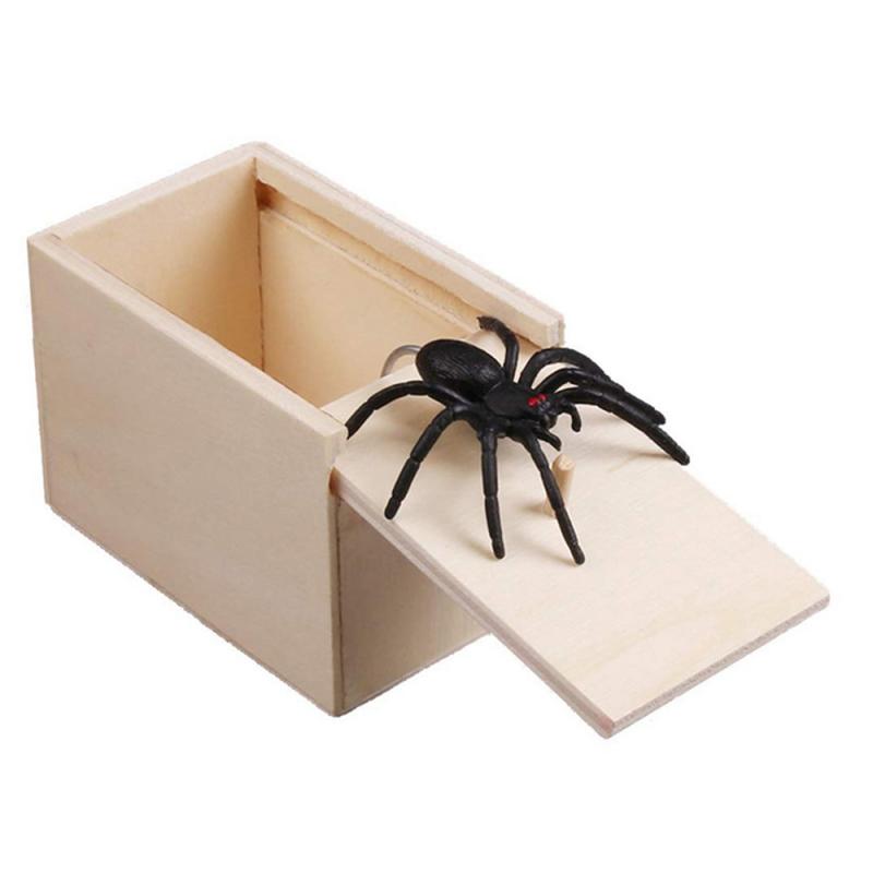 Houten Prank Spider Schrikken Doos Verborgen In Case Grappige Truc Spelen Joke Interessante Horror Gag Speelgoed April Fool 'S Day