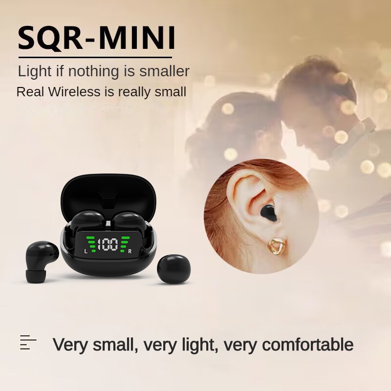 Mini sleep wireless headset 5.3 chip smart digital display with microphone HD call super subwoofer for Android IOS phones