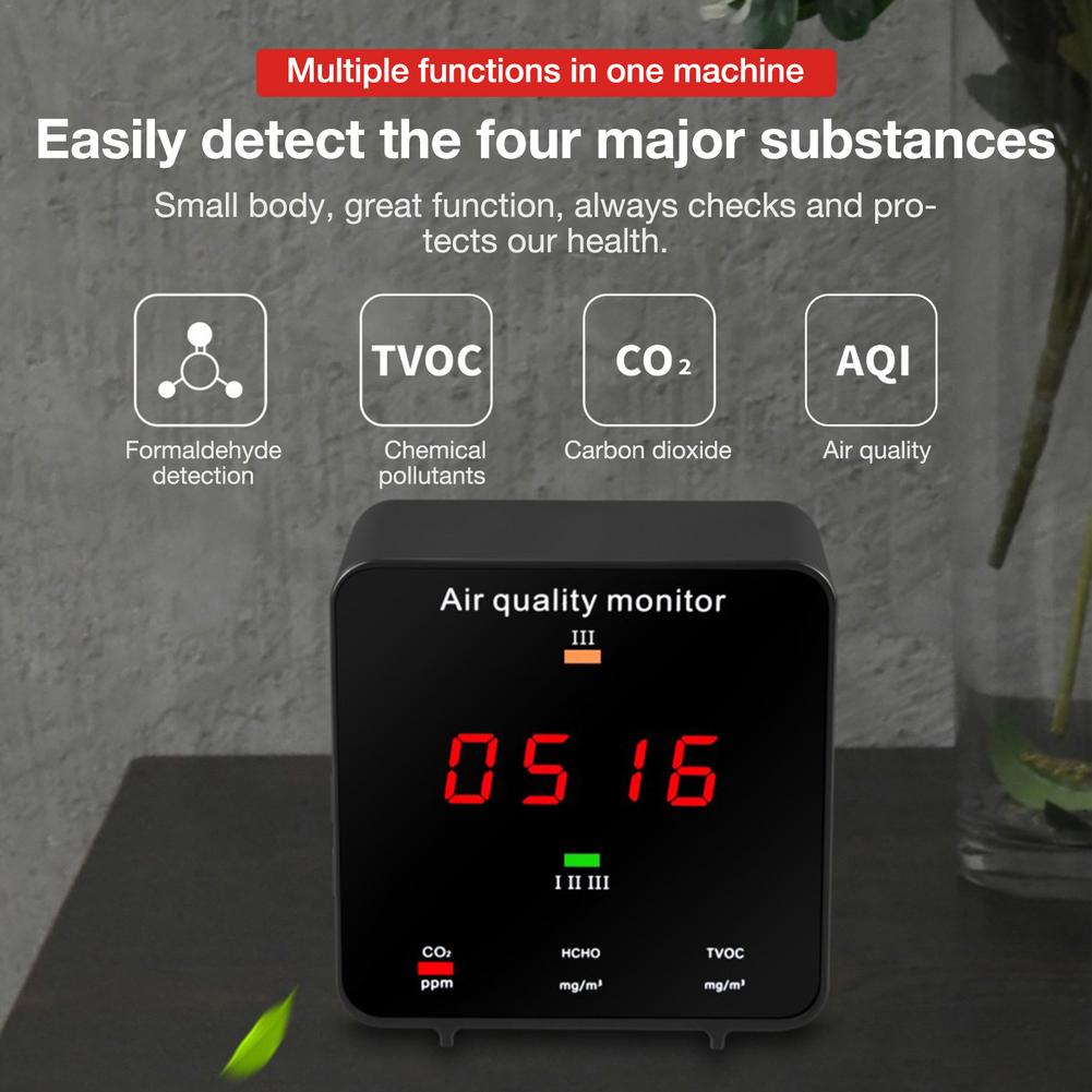 Air Tester KF-906B Multifunctional Digital Screen Air Monitor Carbon Dioxide TVOC HCHO CO2 AQI Tester Detector