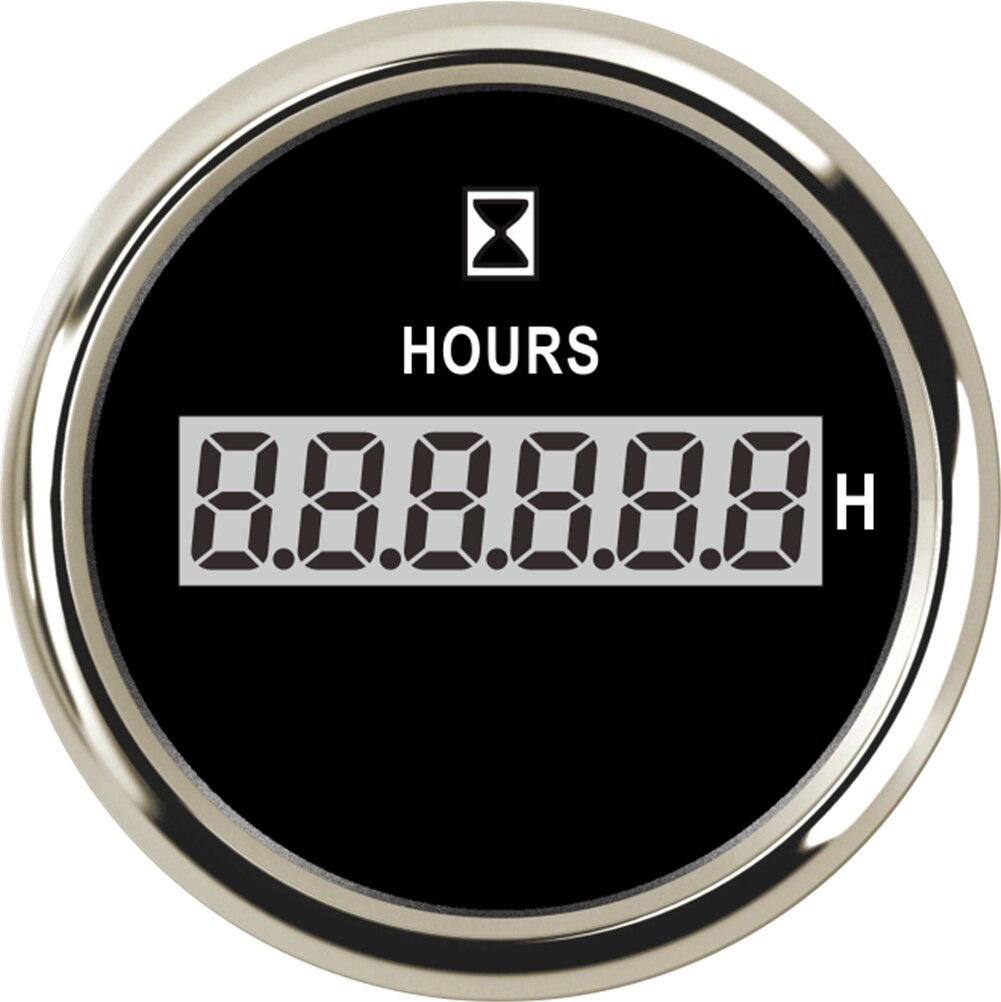 1pc settore automobilistico 52 millimetri Contaore messa a punto Strumento 0-99999.9H Camion Hourmeters marino tempo Nero Calibri Rosso retroilluminazione 9-32vdc: nero BS
